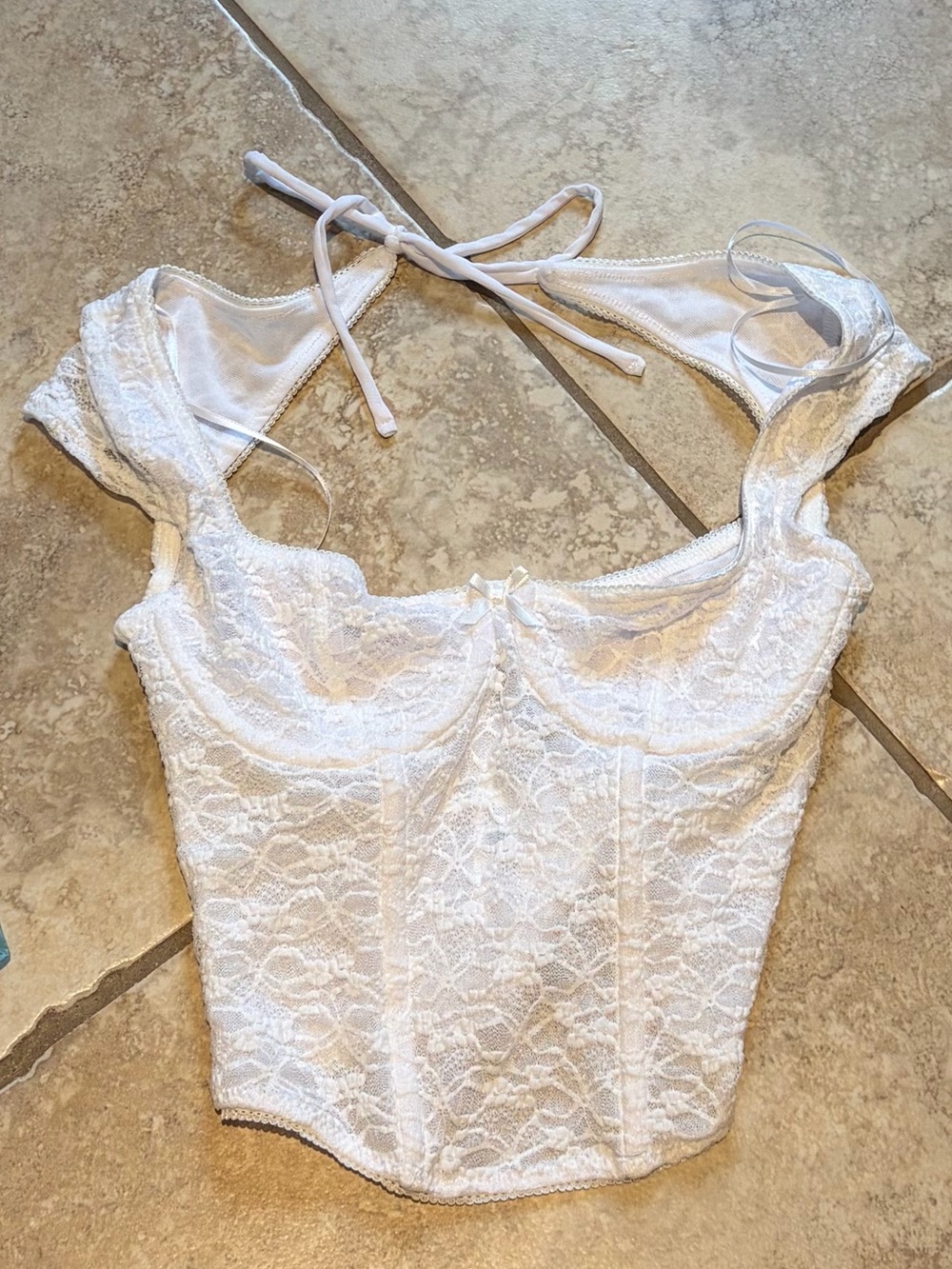 Garage White Lace Crop Top